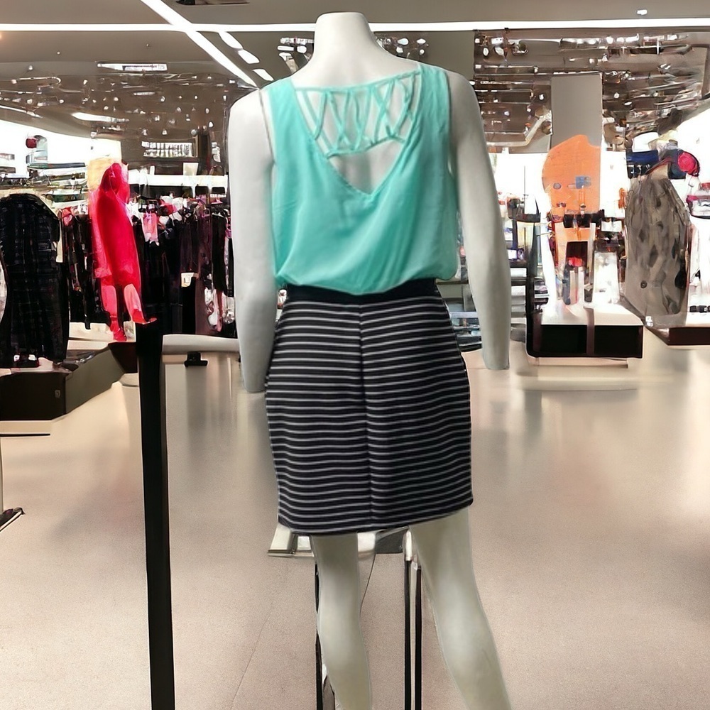 Speechless Solid Chiffon Stripe Lattice Style Dre… - image 2